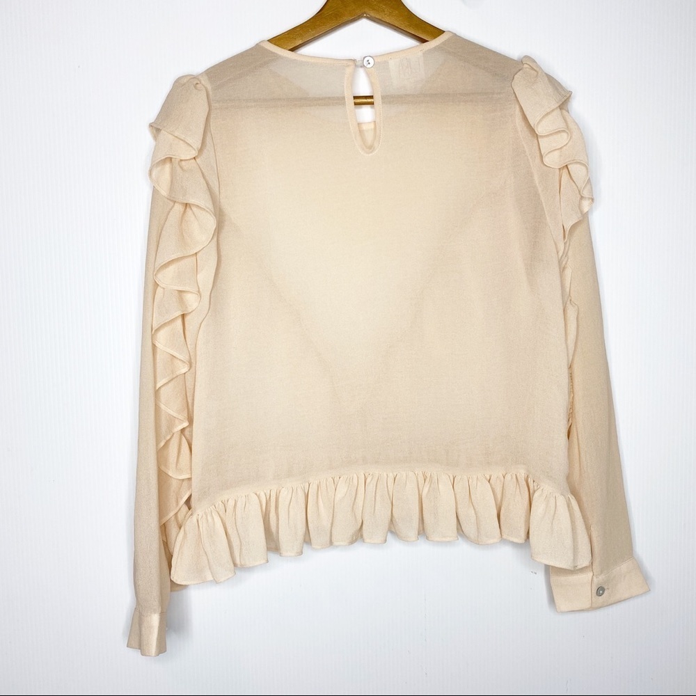Anthro’s - DRA Cream Sheer Ruffled Blouse - Size S - Picture 8 of 8